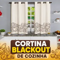 Cortina Blackout de PVC para Cozinha Estampada 2,20m x 1,30m Bege