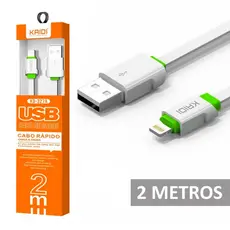 Cabo Usb Carregador 2 Metros Kaidi Para iPhone 8 Xr 11 12 13