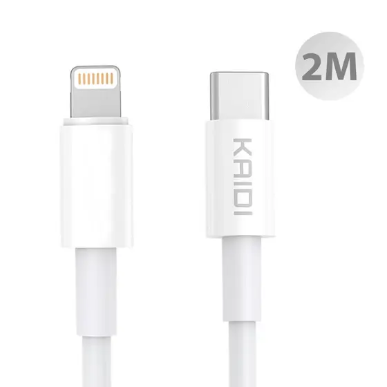 Cabo 2 metros Turbo pd para Iphone 11 12 13 14 pro max Tipo C para Lightning 30w rapido Kaidi
