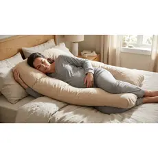 Travesseiro De Corpo Para Gestante gravida 200 fios Micropercal 120x60cm Ergonomico Cama Macio
