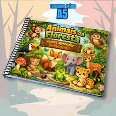 Livro de colorir Animais da Floresta para Colorir e Aprender Livro Educativo Infantil + Plástico Anti Mancha