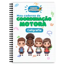 Vamos Aprender - Caderno de COORDENAÇÃO MOTORA - Caligrafia - letra cursiva - 66 páginas