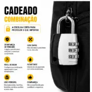 Cadeado Com Segredo 35mm de Combinação 3 Dígitos Segurança Mala Mochila Armário Bicicleta Portão Resistente Sem Chaves