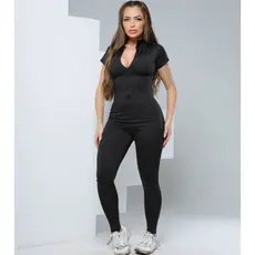 Macacão Gringo Longo Baby Look de Calça Com Ziper Fitness Balada Treino