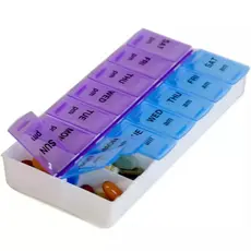 Porta Comprimidos Semanal – Kit com 2 Organizadores AM/PM para Uso Diário 309G-2