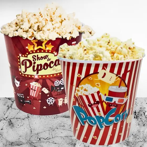 Balde para Pipoca – 1,4 Litros, 14,5 x 18 cm - Resistente e Prático para Cinema em Casa 749P
