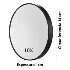 Espelho Portátil 10x Perfeito para Maquiagem, Barba e Sobrancelha Fácil Fixação para Banheiro 725