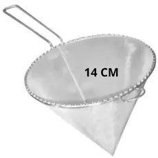 Coador Filtro de óleo, chá, suco 14cm, multiuso, aço inox conico perfeito p/Coar óleo ultrafino cozinha 805M