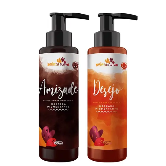 Kit Tonalizante Ruivo Cobre Amizade e Desejo Sem Amônia Beleza Ruiva Hidrata Intensifica a Cor