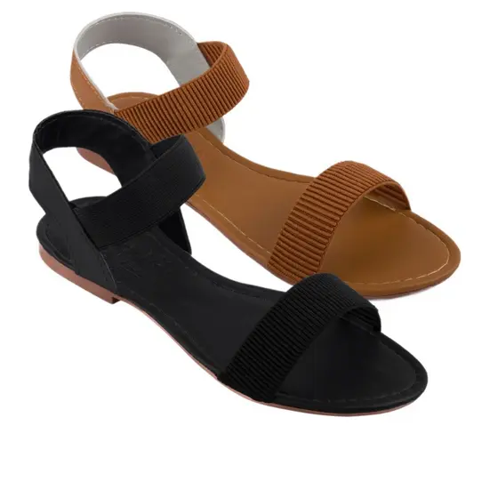 Sand谩lia Feminina Rasteirinha Rasteira Kit 2 Pares Tiras Calcanhar El谩stico Confort谩vel