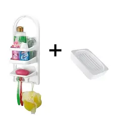 Kit Porta Shampoo Organizador + Saboneteira Branca Resistente Para Box
