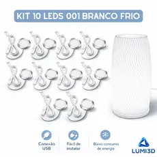 Kit 10x LED 001 Branco Frio USB 5V para Impressora 3D Bambu Lab Projeto DIY