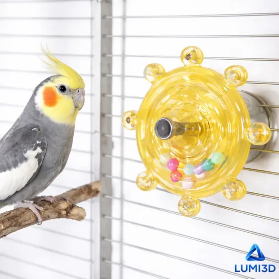 Disco Giratório Interativo Amarelo Brinquedo Educativo para Aves, Periquitos, Calopsitas e Agapornis