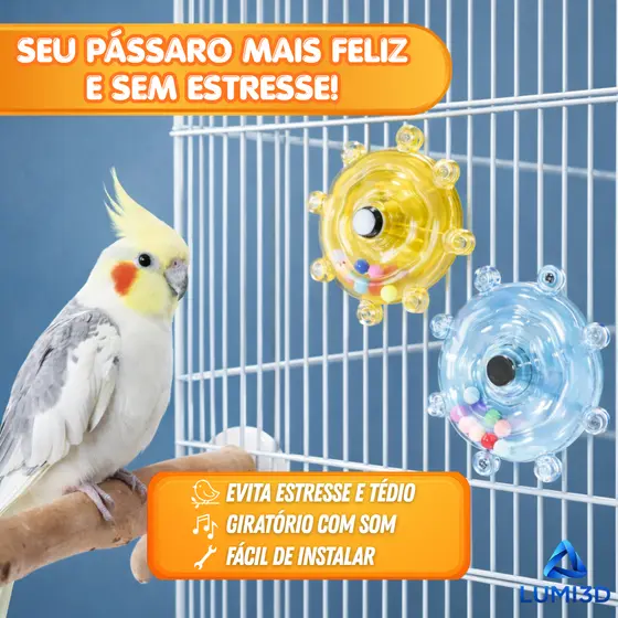 Disco Giratório Interativo Para Aves Calopsita Periquito Agapornis Papagaio Brinquedo Educativo