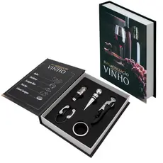 Kit Vinho Livro Com Saca Rolhas Dosador Tampa