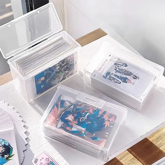 Caixa De Armazenamento De Cartão Fotográfico Com Tampa Plástico Transparente Multifuncional À Prova De Poeira De Grande