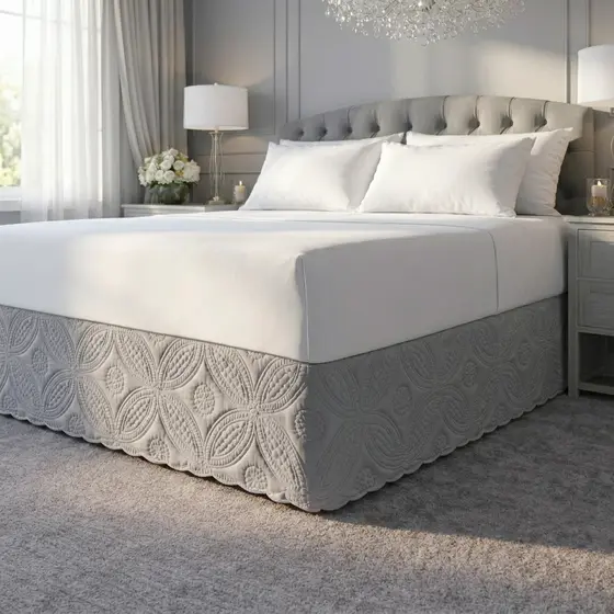 Saia Box Marie Microfibra Padrão Casal Queen King Cama Box Decoração Elegante Quarto Chique Oferta