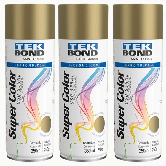 3 Tinta Spray Dourado 350ml - Tekbond