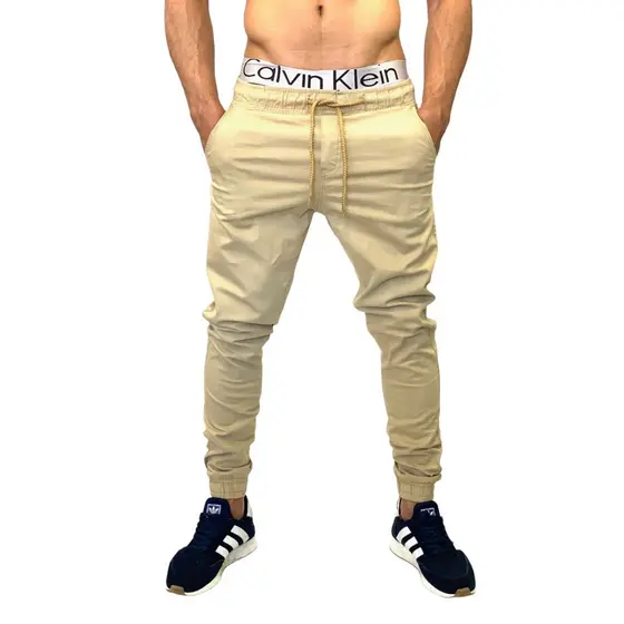 Calça masculina jeans e sarja jogger Bege Preta e outras cores