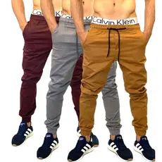 Calça Masculina Jogger Jeans Rasgada E Lisa Kit Com 3 Peças