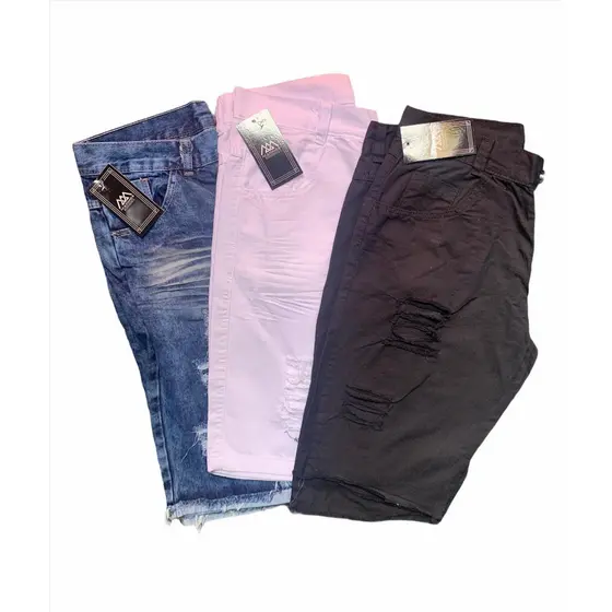 bermuda jeans branca, preta e jeans médio masculina