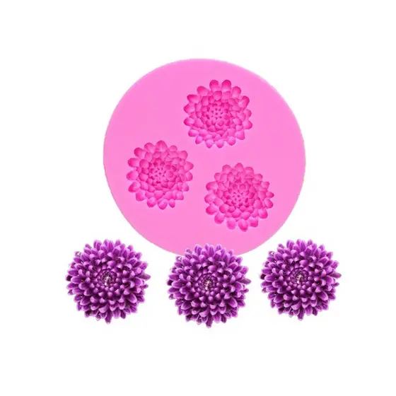 Molde de Silicone Mini Crisântemos - Flor / Suculenta / Dahlia  - para Artesanato e Confeitaria