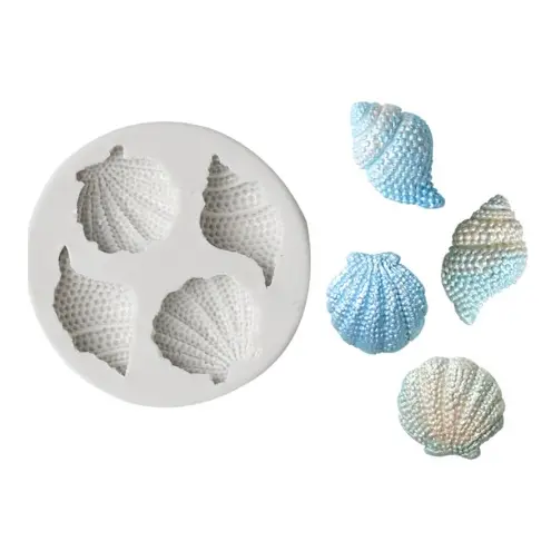 Molde de Silicone Conchas Peroladas - Tema Fundo do Mar para Artesanato e Confeitaria
