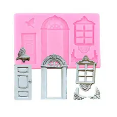 Molde de Silicone Porta e Janela Arabescos para Apliques para Artesanato e Confeitaria