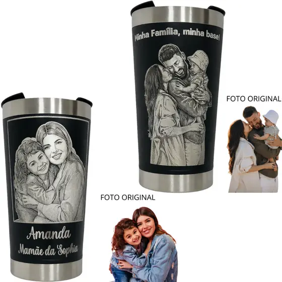 Copo Térmico Personalizado Foto E Nome Frase Gravação Laser