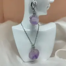 Colar Aço Inoxidável Hipoalergênico com Pedra Ametista Bruta