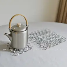 Estilo japonês mão-tecido 304 aço inoxidável almofada de isolamento térmico pote almofada Coaster Placemat almofada Anti