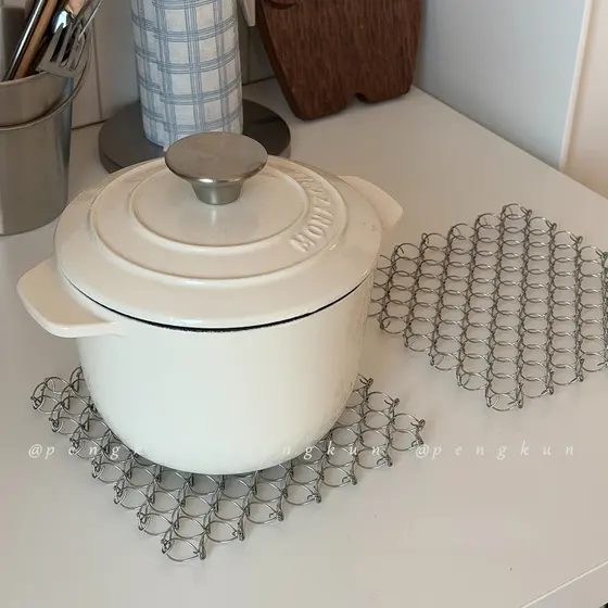 Almofada de isolamento térmico tecido de Metal 304, almofada de panela de aço inoxidável, bule doméstico, almofada de di
