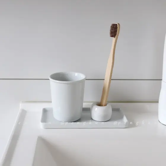 Produtos de higiene pessoal de estilo simples japonês, combinação gratuita, copo de cerâmica branca pura, suporte para e
