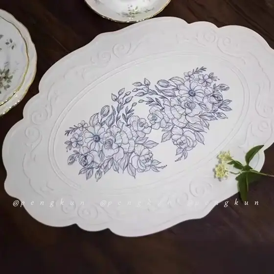 Francês retro em relevo placemats de grau alimentício Silicone isolamento térmico tapetes de mesa pratos de jantar ocide