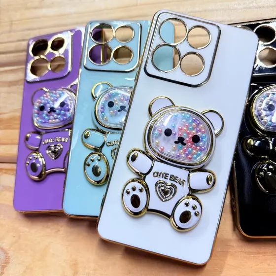 Capa Capinha Case anti impacto silicone com Suporte de Urso para Motorola Moto G56 / Moto G86