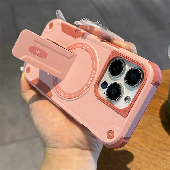 Capa Capinha Case Magsafe e suporte para iPhone 15 / iPhone 15 Pro Max / iPhone 16 / iPhone 16 Pro Max anti shock milita