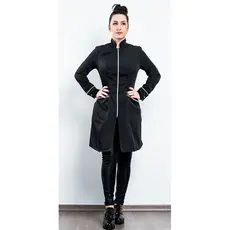 Jaleco Feminino Acinturado Gola Padre Manga Longa com Zíper Tecido com Elastano