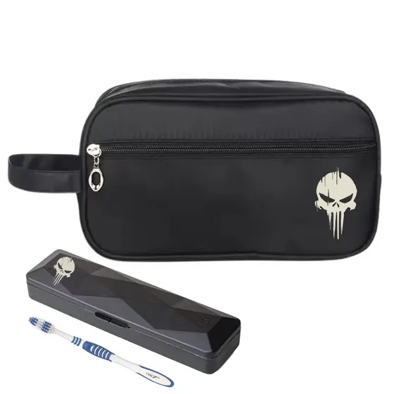 Nécessaire Premium Executiva Caveira  Nylon Com Porta Escova