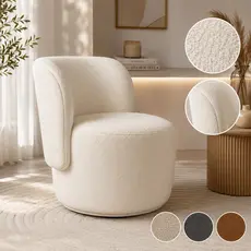 Poltrona para Quarto Compacta Orgânica Recepção Penteadeira Sala Bouclé Premium