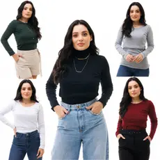 Kit 5 Blusas Manga Longa Amamentação
