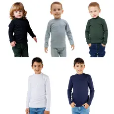 Kit 5 Blusas Gola Alta Manga Longa INFANTIL MENINO SEGUNDA PELE 1 AO 14