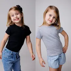 Kit 2 Blusas Manga Curta Blusinha Ribana Infantil Menina 4 ao 12