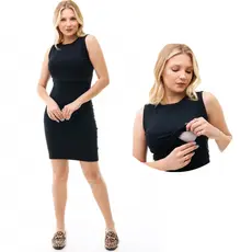 Vestido Midi Feminino Regata com Gola Afogada e Abertura Para Amamentação - Várias Cores