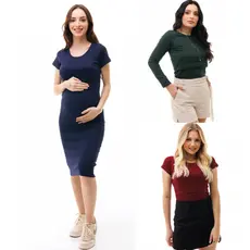 Kit Com 2 Blusa Amamentação E 1 Vestido Amamentação