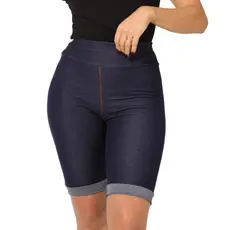 Shorts Jeans Feminino Skinny Bermuda Cintura Alta Cotton Imita Jeans Bolso M Ao Plus Size Elastano