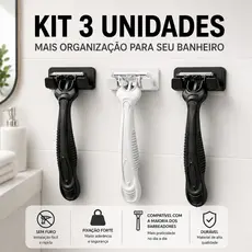 Kit 3 Suporte Gillete 3M Sem Furar Parede Fixação Forte Porta Barbeador Banheiro Resistente