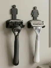 Kit 2 Suporte Barbeador Parede Sem Furo 3M Adesivo Forte Porta Gillette Organizador Banheiro
