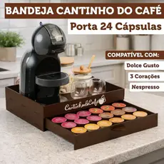 Organizador Porta Cápsulas Bandeja Cantinho do Café Suporte Para Cafeteiras Garrafa Xícaras Completo