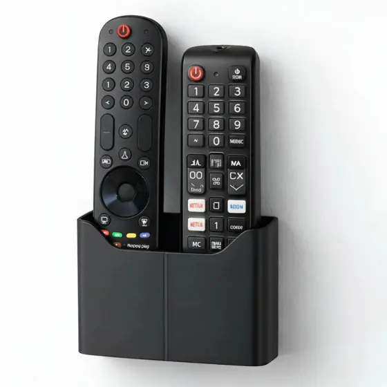 Suporte De Parede Porta 2 Controles Remoto Ar E Tv Home Preto e Branco