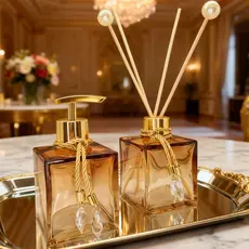 Kit Lavabo Saboneteira e Difusor de Vidro Degradê Decorativo para Banheiro